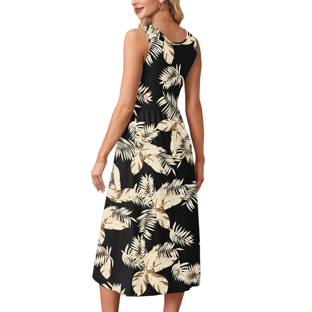 Modisches Damen-Sommerkleid, elegante Freizeitkleidung, Strandurlaub-Sonnenrock mit Taschen