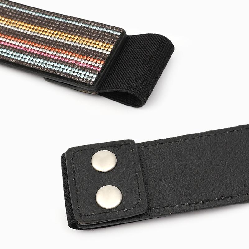 1Pc Full Diamante Wide Women's Ladies Dress Imitation Leather Stretch Waistband Rhinestone Belt