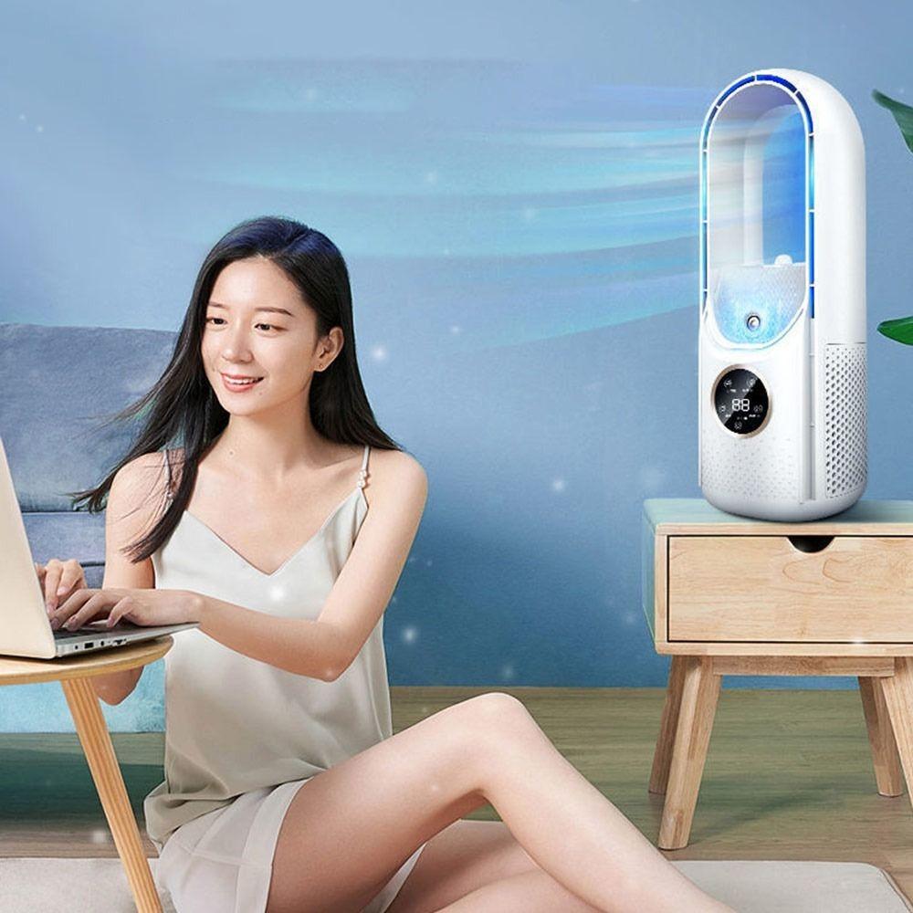 6 Speed Control Electric Fan Timer Function Leafless Desk Fan Portable Desktop Air Cooler