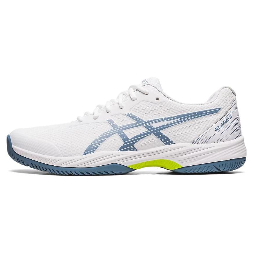 ASICS Gel Game 9  White Steel Blue  Men s 1041A337-101 EU 42