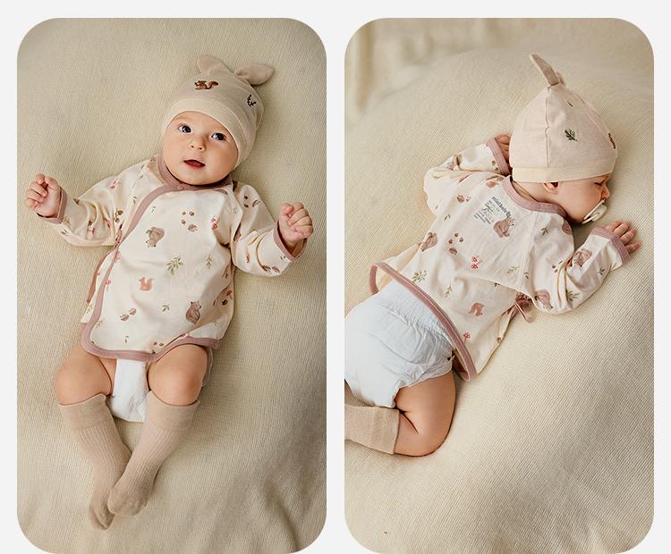 Mini Balabala Baby Clothes, Newborn Half Back Clothes, Skin Friendly, Breathable, Soft Crawling Home Top, New Style