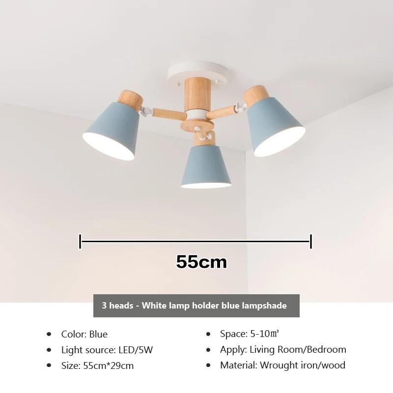 Nordic Chandelier Solid Wood Living Room E27 Bulb Ceiling Lamp For Bedroom Hotel Restaurant Modern Chandelier Lamp Decor Light
