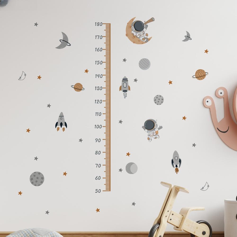 Cartoon Animal Height Chart Wall Stickers PVC Waterproof Removable Decals for Living Room 60x30cm Two-Piece Set