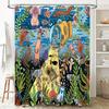 Ocean Theme Shower Curtain Set Waterproof Sea Life Decor Bathroom Curtains Coastal Blue Backdrop Artistic Nature Backdrop