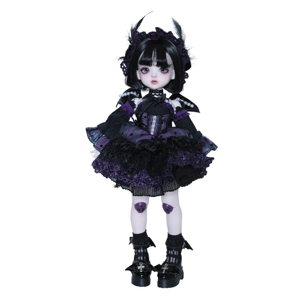 ShugaFairy 1/6 BJD Doll Edith Full Set Black & Purple Little Demon with Skull Joints and Dress High Quality Anime Resin Figure