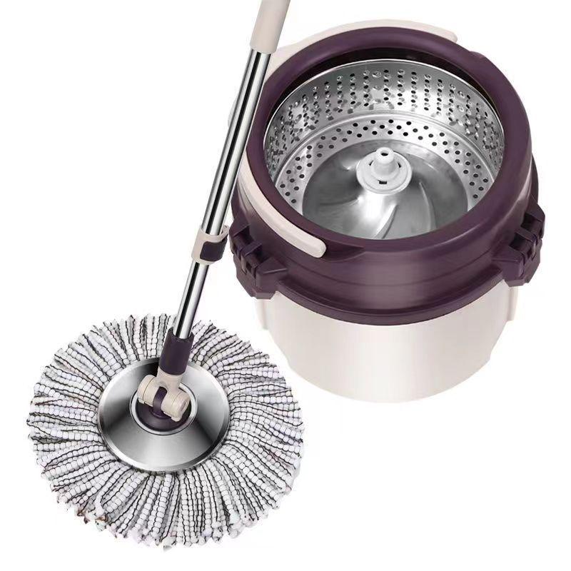 Stainless Steel Rotating Mop with Easy Lift Bucket and Hands-Free Wash