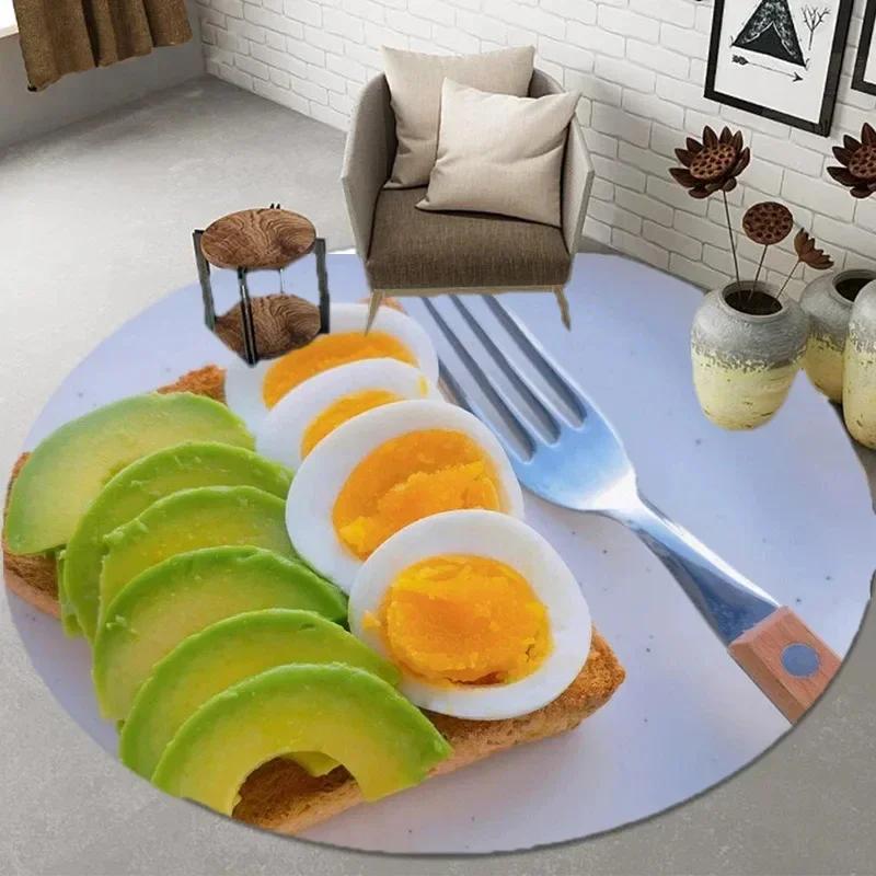 Broccoli  Fruit Print Round Carpet – Soft Non-Slip Area Rug for Kitchen, Bathroom, Living Room or Bedroom Floor Decor