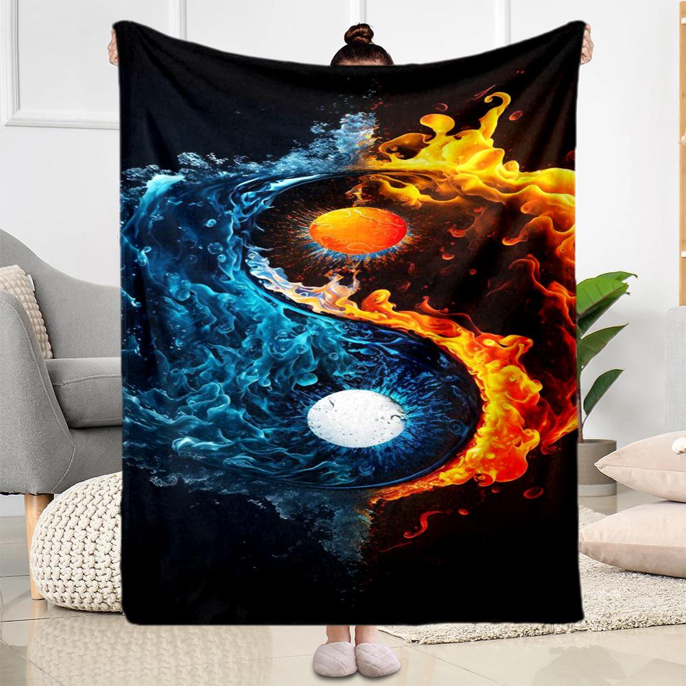 Yingyang Blanket Durable Comfort Perfect for Office Chair Office Picnics Four Seasons Universal Digital Print