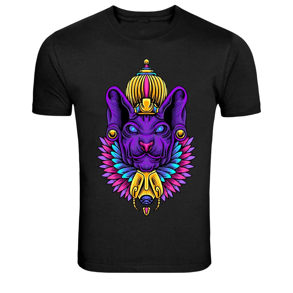 Egyptian Cat Goddess Bastet Neon Graphic T-Shirt