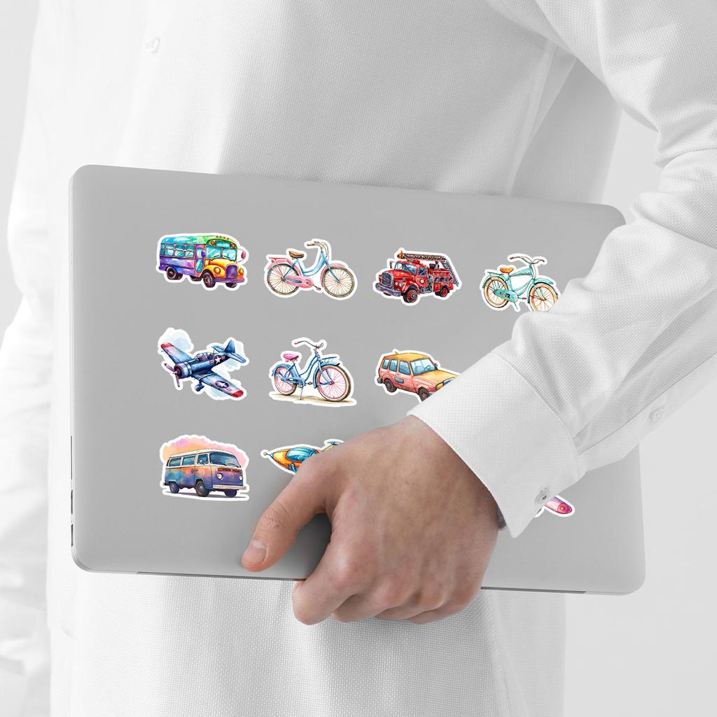 50 Aquarell Transport Graffiti Aufkleber Handy Computer Wasserdichte Dekorative Aufkleber Kreative DIY Schreibwarenaufkleber