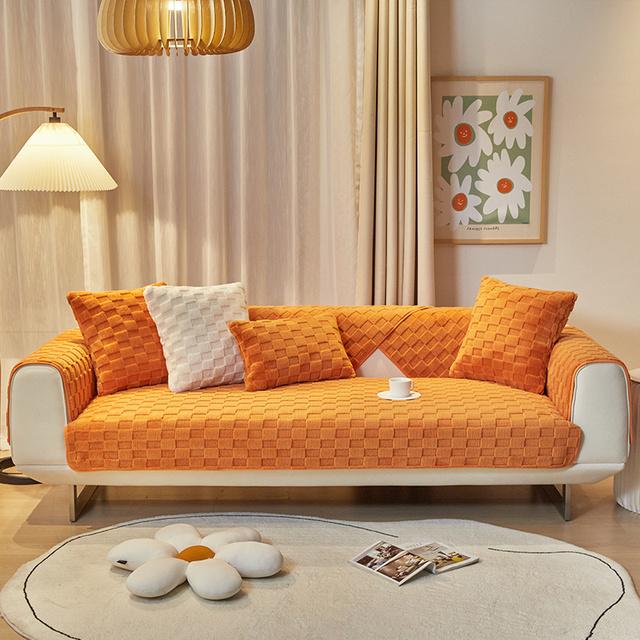 

Современное сплошное цветное плюшевое клетчатое полотенце для дивана, зимнее утепленное мягкое плюшевое чехлы для дивана для гостиной, противоскользящее диванное полотенце, домашний декор 1pc 45x45 pillowcase