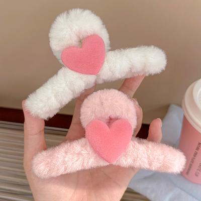 קליפס שיער דמות מצוירת קוריאנית קליפס שיער פלאפי לב חמוד שיער רך מראה מתוק סיכת ראש אחורית אביזרי שיער לבנות