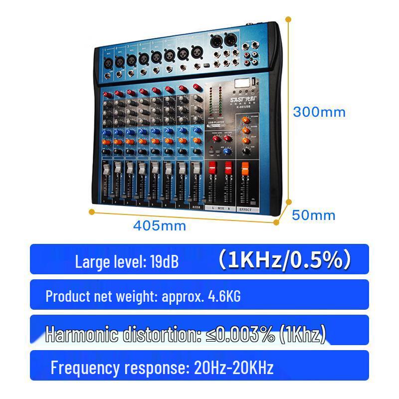 SAST K88 Professional 8-Channel Bluetooth Mixer CN plug (adapter included)