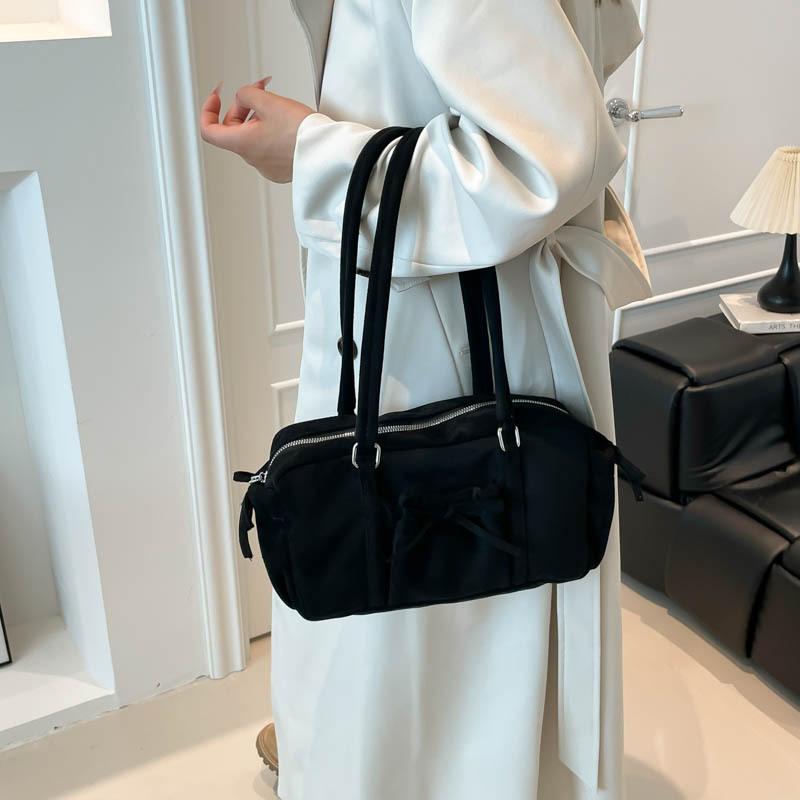 Stylish and Casual Single-shoulder Bag for Women, Simple and Fashionable Bow Hand-held Boston Bag