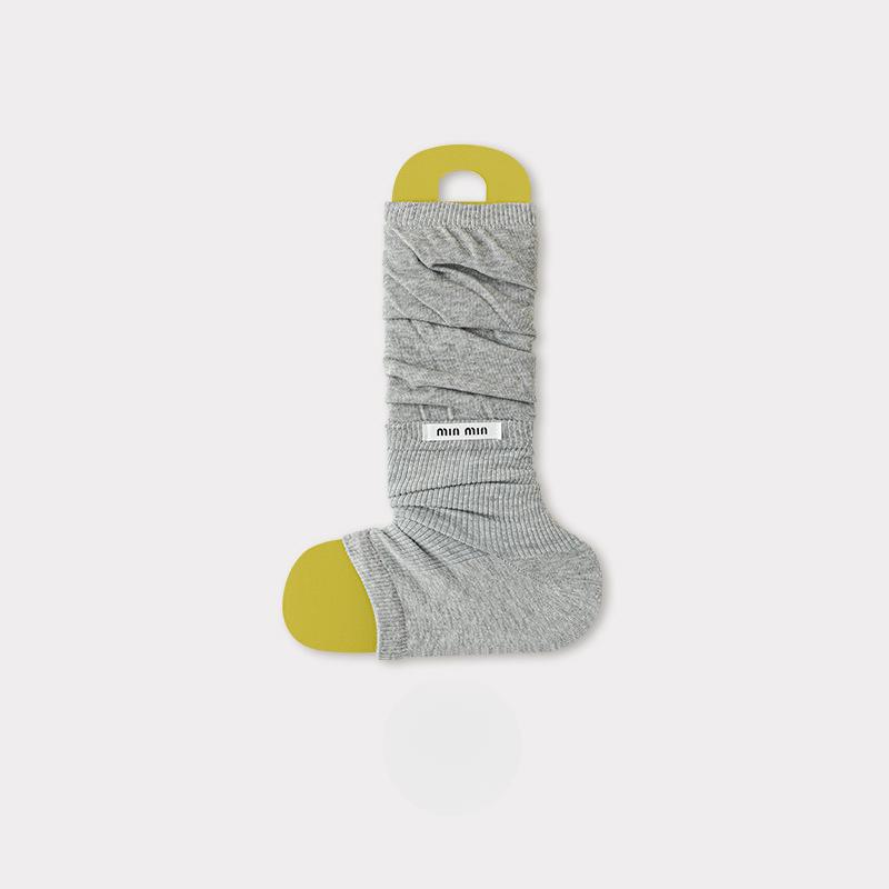 Ballet-style Fabric Label Socks for Women In Autumn, Solid Color, Versatile, Pile Socks