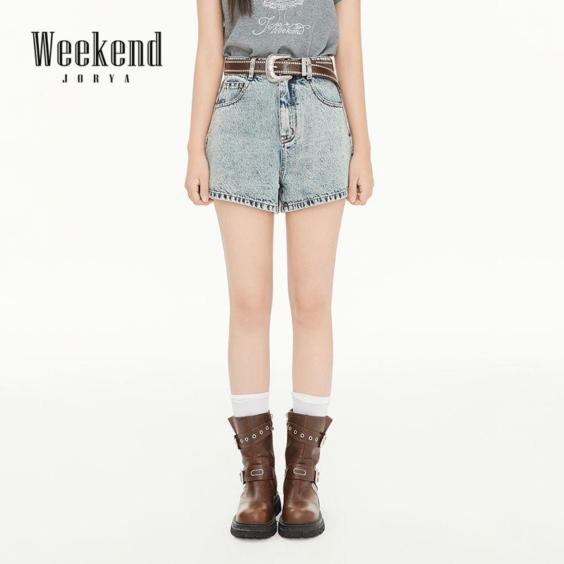

Zhuoya Weekend 2025 Spring New Retro High Waist A Word Wide Leg Casual Washed Demin shorts R200332c Blue S