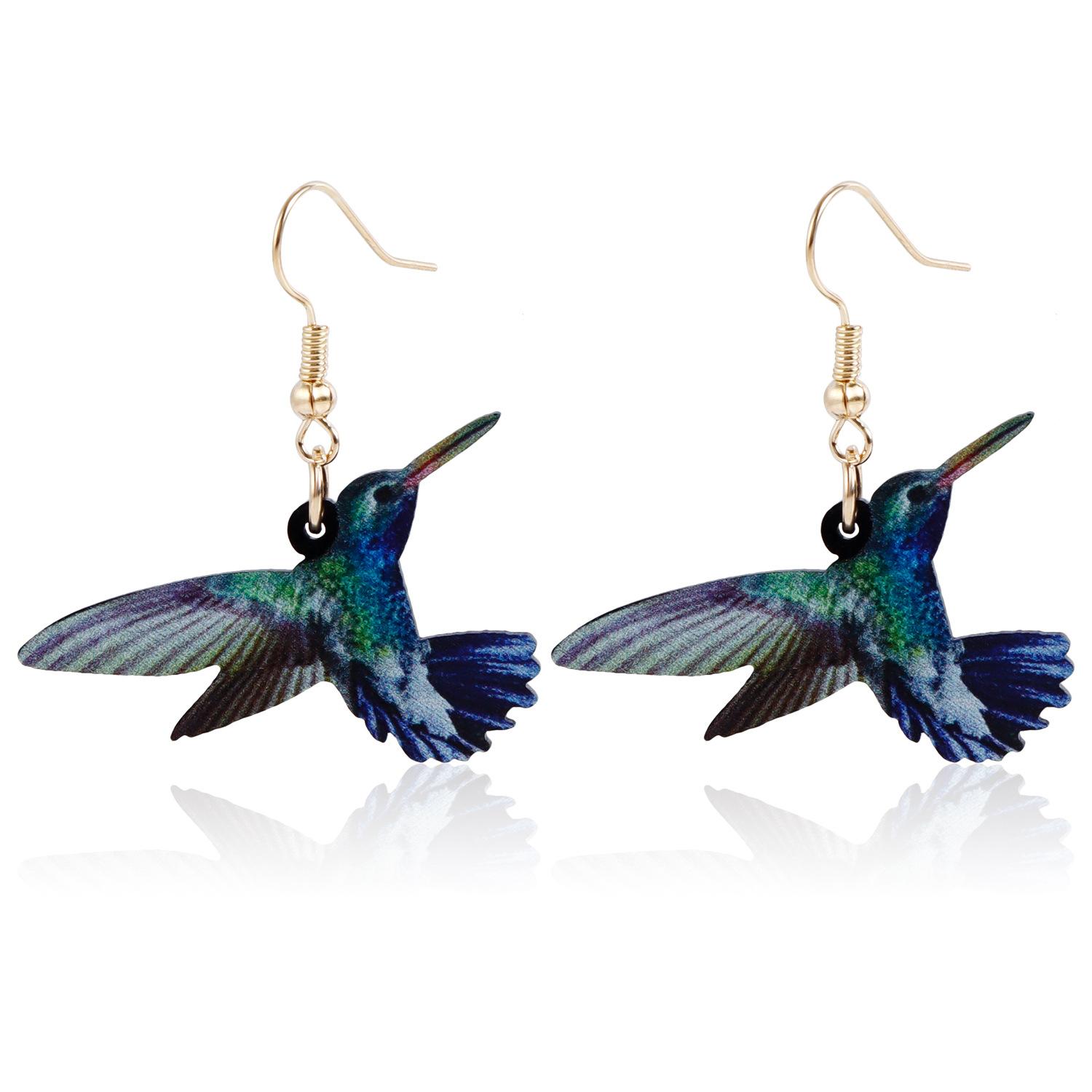 

Acrylic creative bird earrings, hot-selling hummingbird pigeon parrot earrings золотой