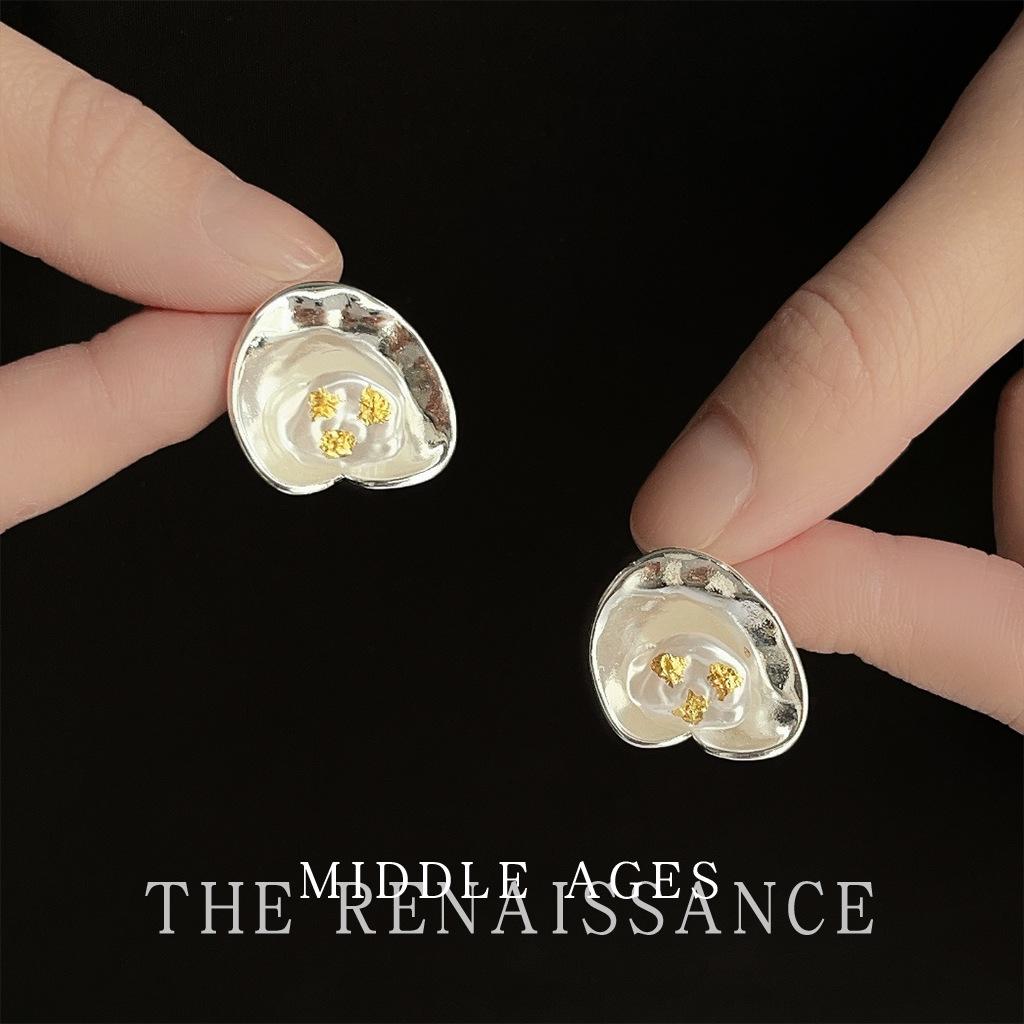 Medieval style niche design sense geometric stud earrings personalized earrings s925 silver needle temperament earrings