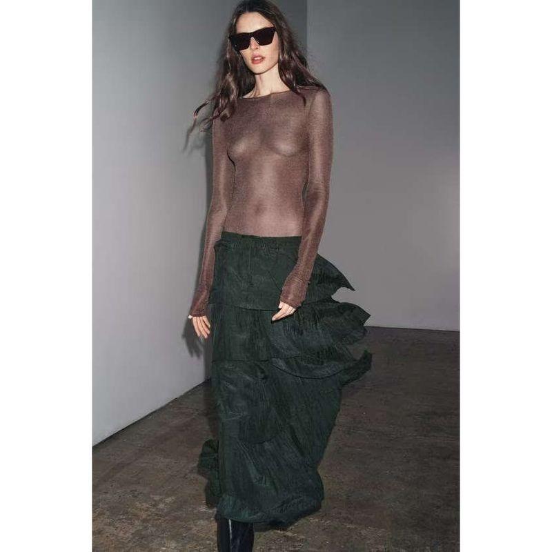 ZA Fall and winter New Women's Wear ZR Fashion Style Fashion Elegant Laminated Decorative Midi Dress 8699209 529