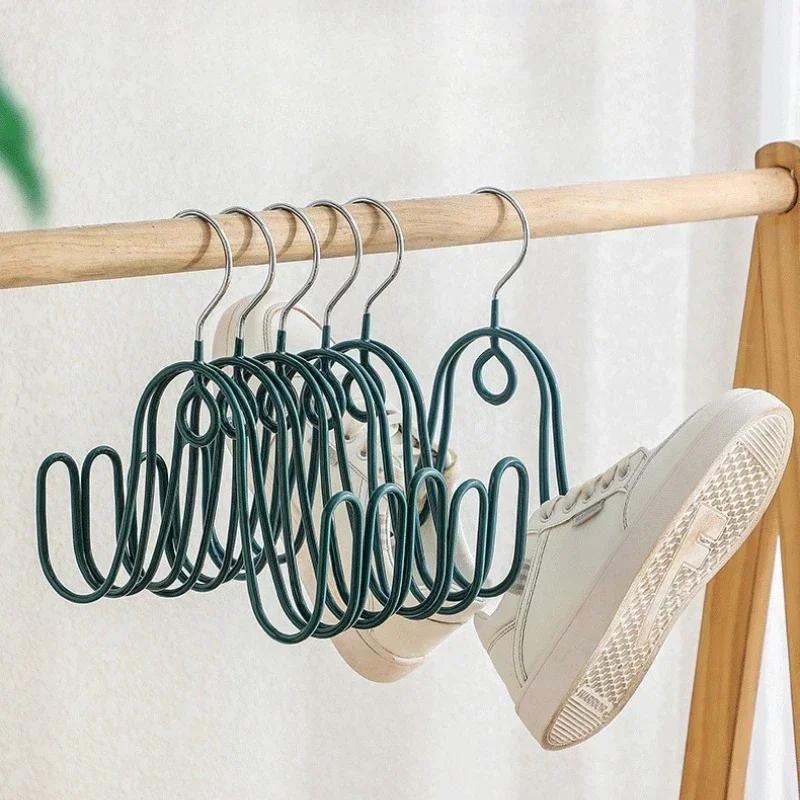 3pc Dry Shoe Organizer Metal Vertical Hanger Hooks Clothes Holder Sandals Hook Outdoor Windproof SaveSpace Clothes Hangers