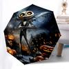 Halloween, Jack Skellington Themed Automatic Opening and Closing Umbrella, Brightly Colored 8-rib Portable Umbrella, Suitable for Men and Wo