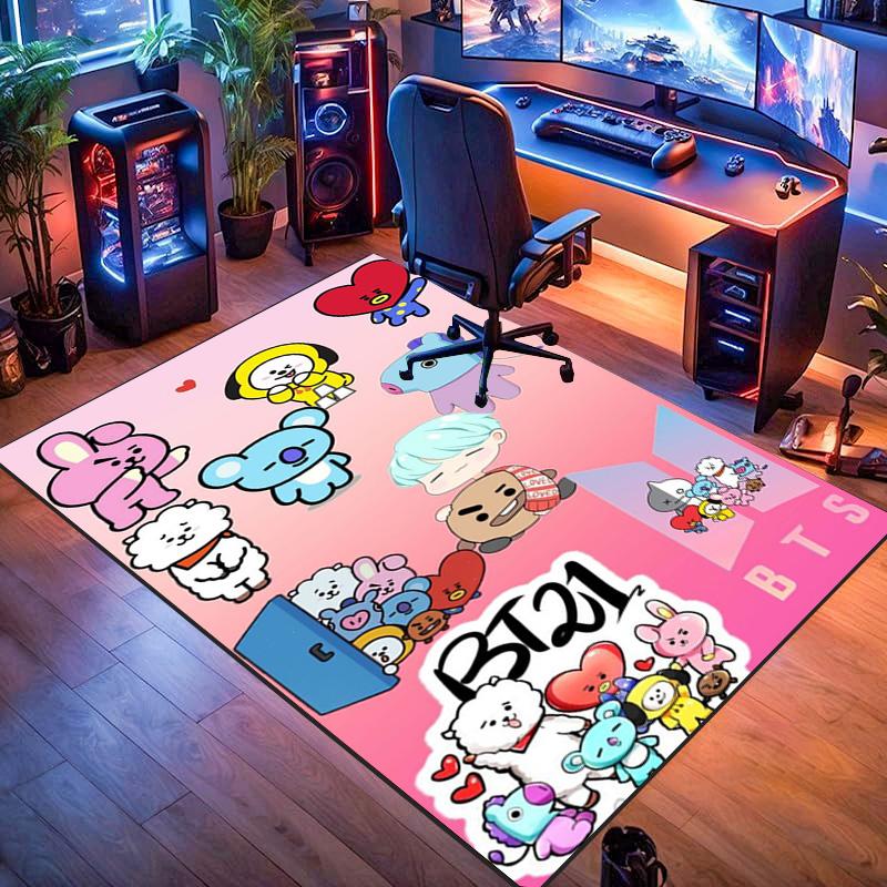 Colorful BT21 Characters Celebration carpet Living room and bedroom mats printing Office chair cushion Dormitory decoration Fashion