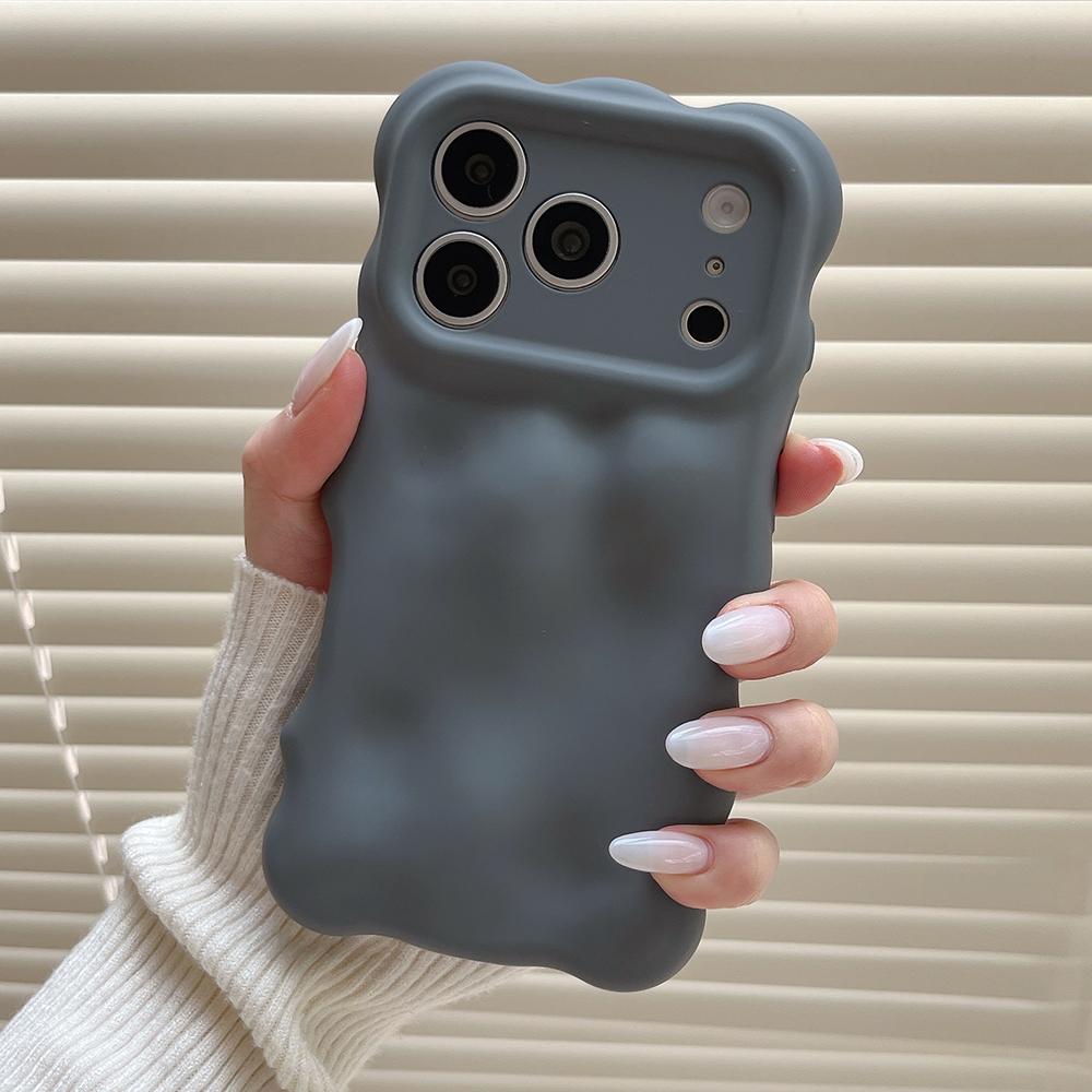 Matte Solid Color Purple 3D Bubble Pattern Phone Case For iPhone 17 Air 16 15 14 13 Pro Max Soft Shockproof Silicone Back Cover