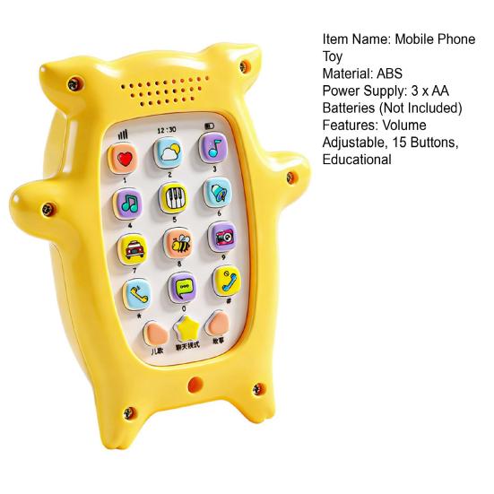 Kids Cartoon Pig Phone Adjustable 15 Songs Storytelling Early Buttons Children Toy Volume Education Learning Mobile