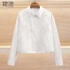 Camicia da donna con colletto ricamato e maniche lunghe