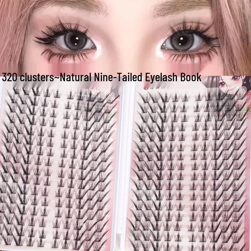 Fox-Style Natural Thick False Eyelashes with Black Stem In a Large-Capacity Book for a Mother-Inspired Look