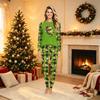 Family Matching Christmas Print Pajama Set Long Sleeve Neck Top and Pants for Kids and Adults