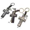 Unique Crucifix PU Leather Keychain Religious Key Ring Bag Pendant for Daily Use Trendy Punk Inspired Key Accessory