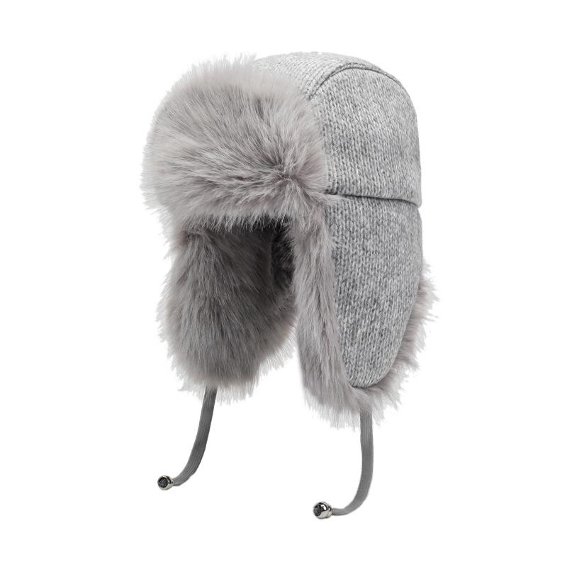 Acrylic plush wool hat, cold hat, fashionable and simple, showing face, small woman, warm ear protection in winter
