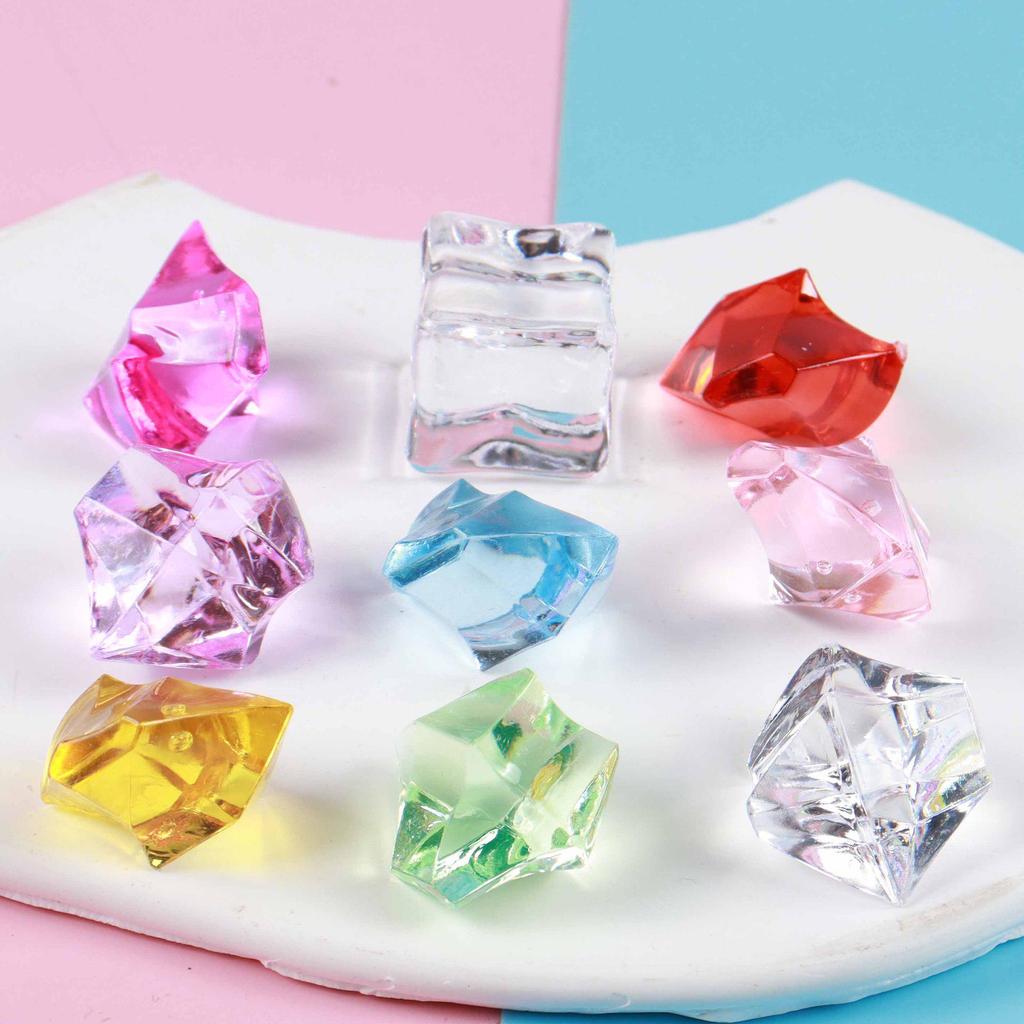Trendy Simulation Transparent Colored Ice Cube Phone Case Keychain with Crushed Ice DIY Micro Landscape Decor