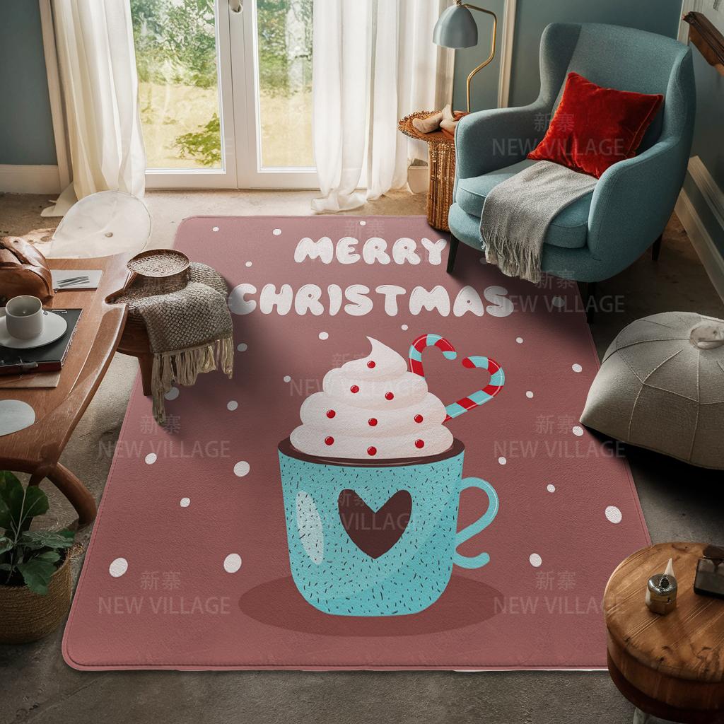 House Entrance Carpet Home Door Mat Living Room Bath Foot Bathroom Non-slip Water Absorption Rugs Bath Merry Christmas Winter