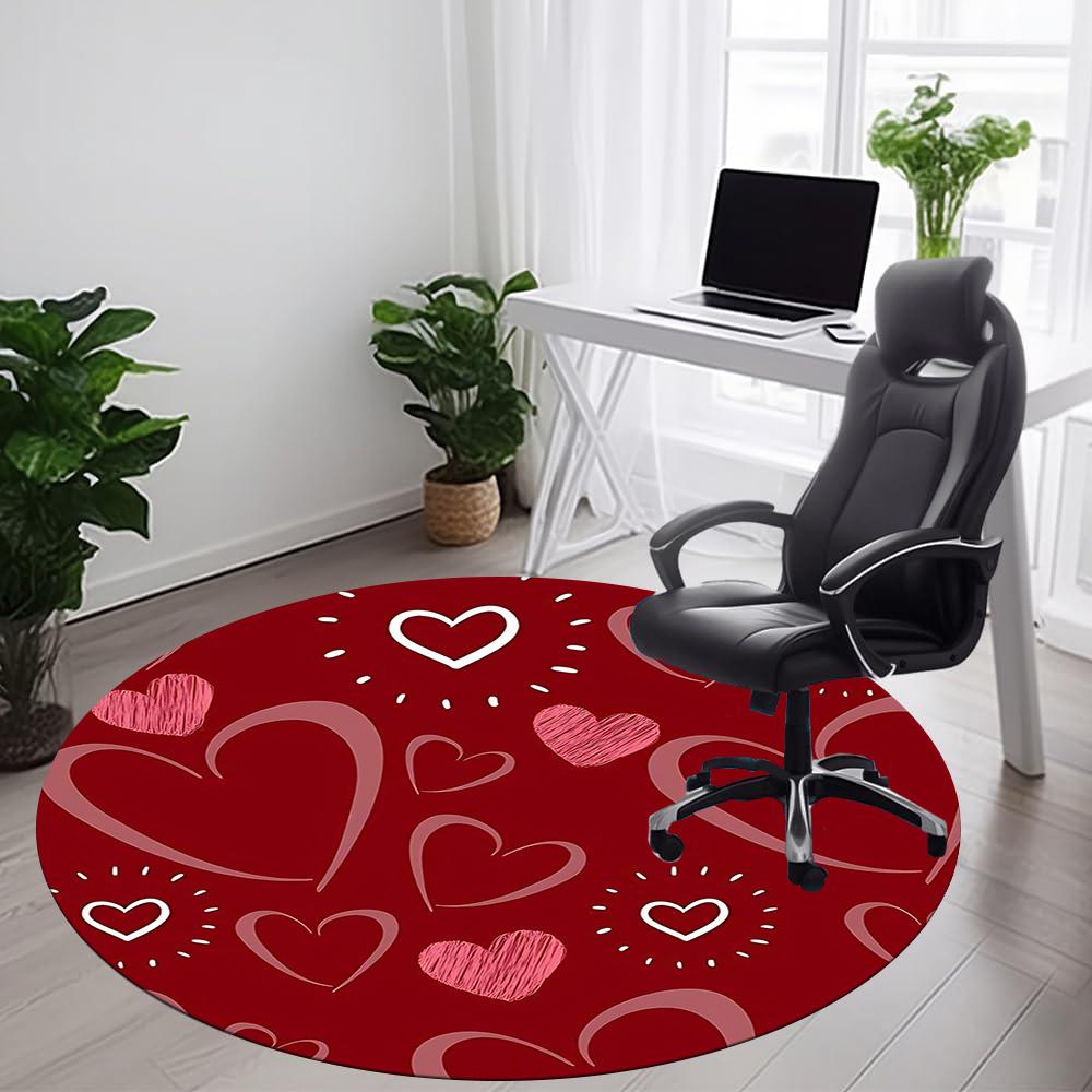 1pc Love Hearts Office Round Area Rug, Indoor Mat Suitable ForOffice, Under Office Chairs Bedroom Living Room Home Decor, Room Decot259