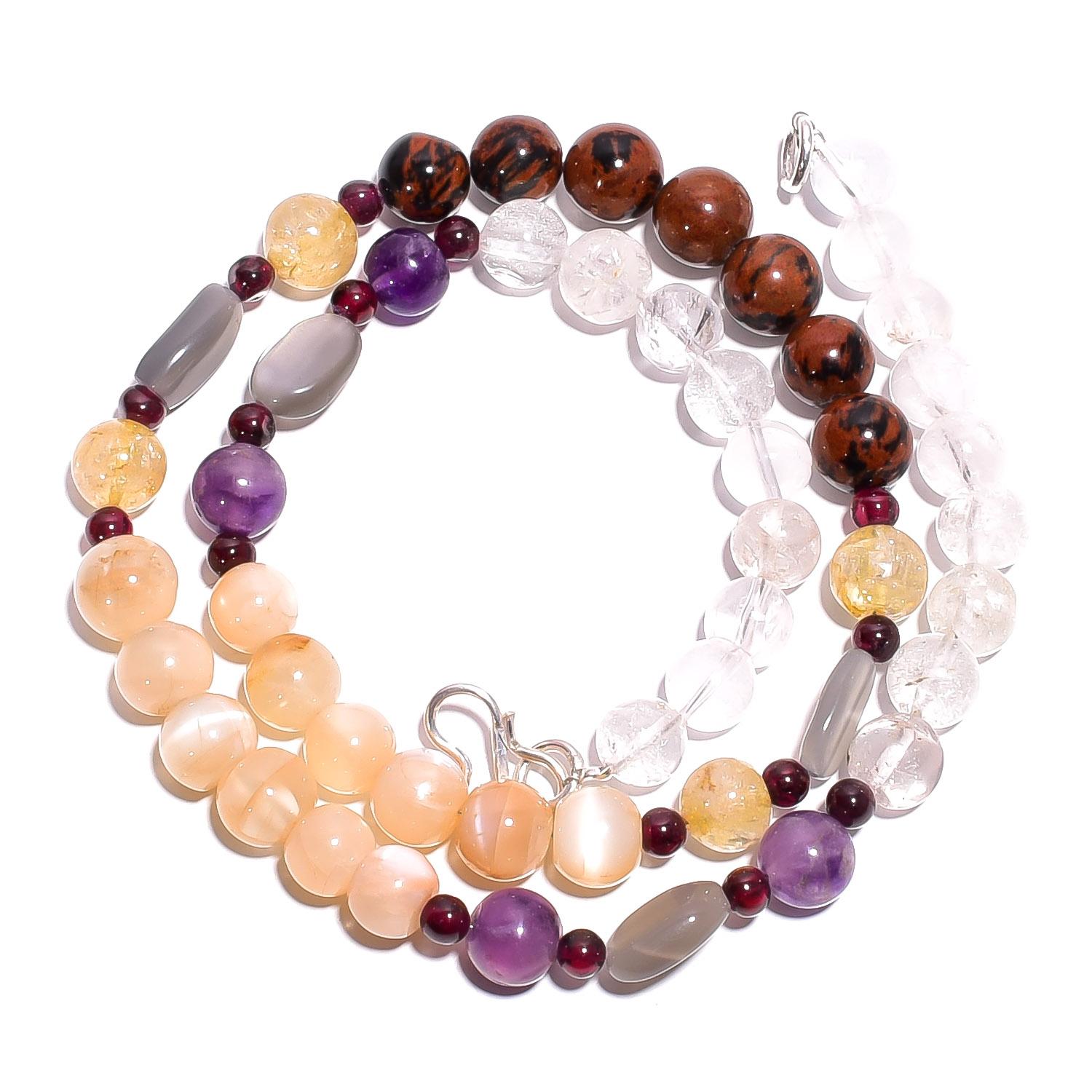 

Натуральный Махагоновый Обсидиан Кристалл Драгоценный Камень Гладкие Бусины Ожерелье 17 UB-4793 UB-4793