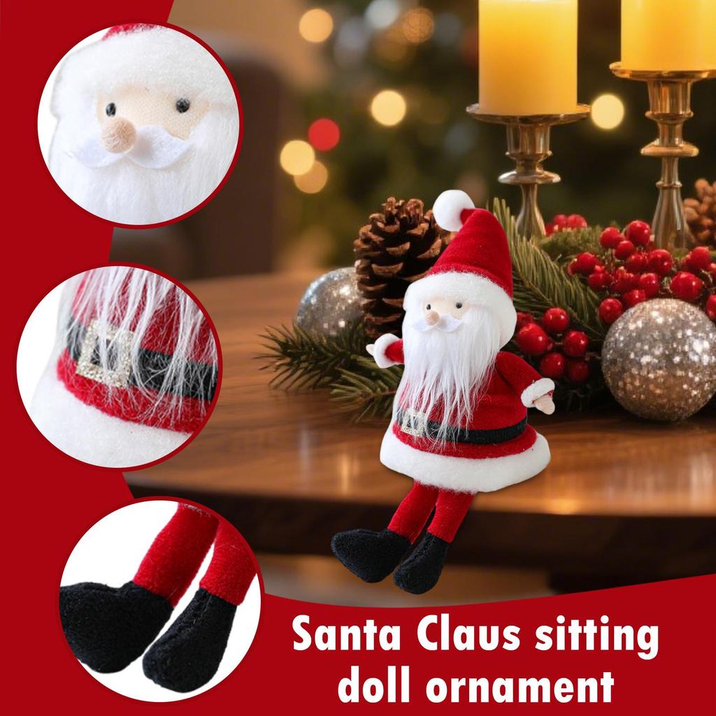 Santa Claus Toy Soft Christmas Santa Claus Sitting Plush Holiday Plush Ornament Decoration for Car Shelf Home Living Room Indoor