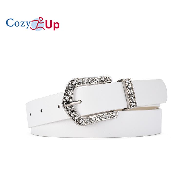 Elegant Rhinestone Inlaid Pin Buckle Belt Windbreaker Down Jacket Simple Decorative Belt Women