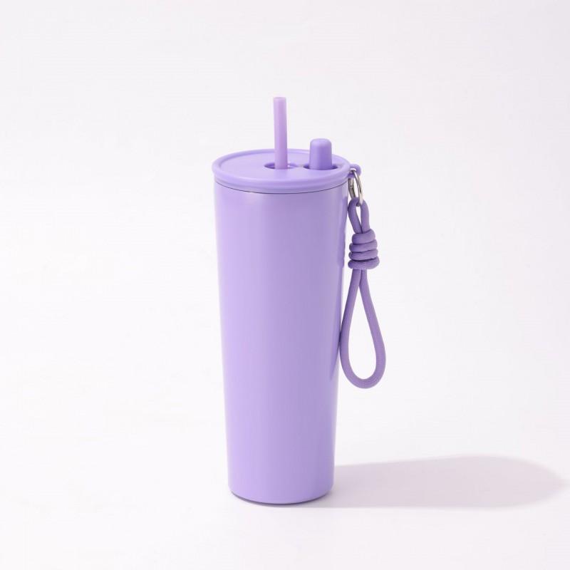 Large Capacity Vacuum Insulated Stainless Steel Travel Mug With Handle Straw Office Outdoor Use 710ml