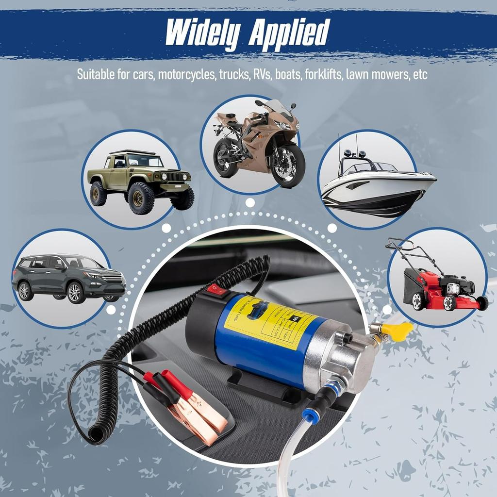 Oil Extractor Pump 12V 100W,Ultra-Quiet Fluid Transfer Pump for Engine Oil,Transmission Fluid,Gear Oil Change - Self-Priming Oil Change Pump for Car