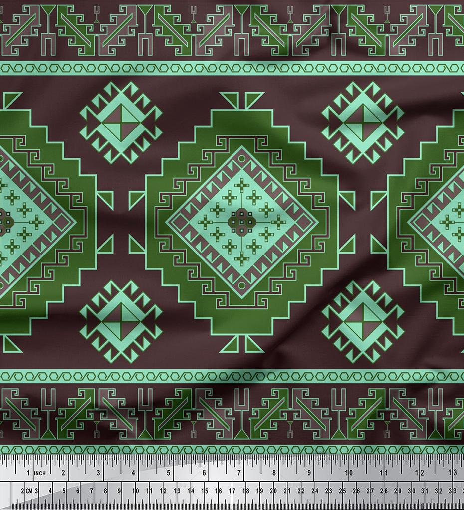Soimoi Japonská krepdešínová saténová látka Aztécký panelová tištěná látka 1 metr 42 palců