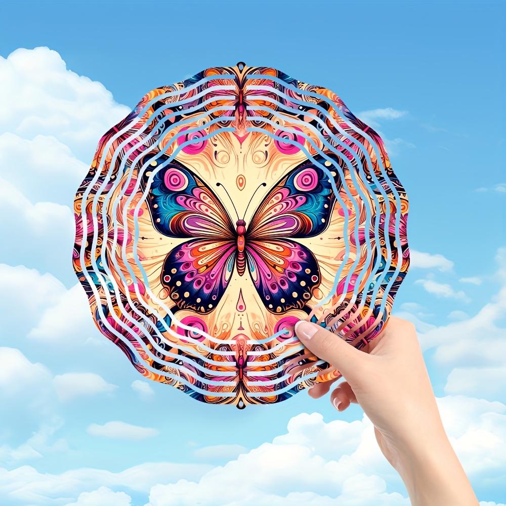 Edelstahl Schmetterling Windspiel 25cm Bunte Flatternde Gartendekoration für Innen Außen Hof Terrasse Hängekunst