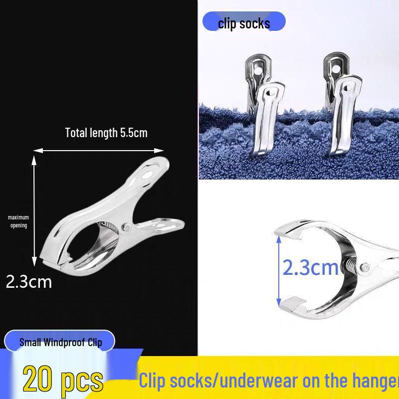 Stainless Steel Sock and Clothes Peg Clips – Windproof Hanger Accessory