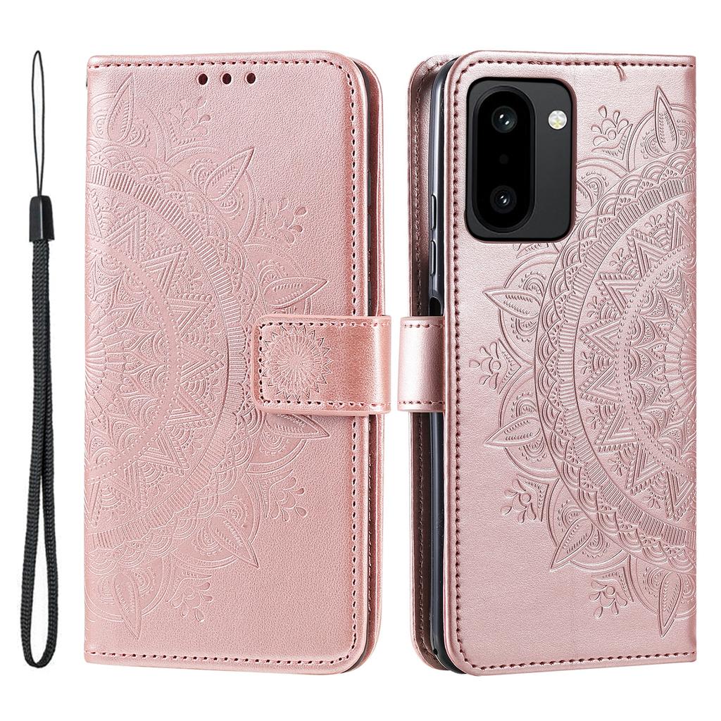 For OnePlus 15R 5G Stand Case Imprinted Totem PU Leather Wallet Phone Cover with Wrist Strap