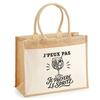 Tote Bag - PLANETEE - « I Can't Minimalist » Collection - Jute and Cotton Canvas - 21 L (43×33×21 Cm) - Black Line Drawing