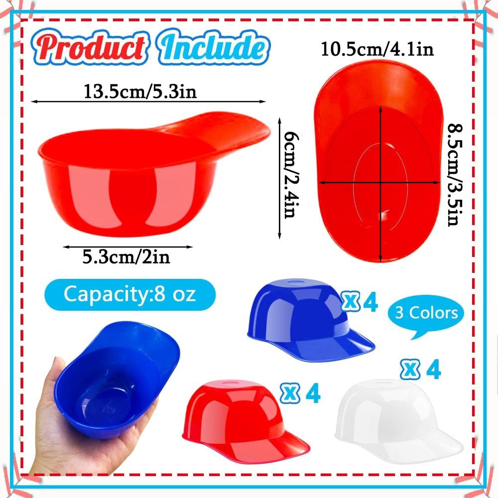 

12pcs Plastic Baseball Helmet Bowl 8 Oz Mini Ice Cream Dessert Baseball Cap Bowls Party Snack Cups Baseball Helmet Ice Cream Snack Bowl 12pcs