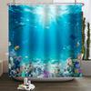 Underwater World Ocean Shower Curtain for Bathroom Seabed Animals Sea Turtle Dolphin Fish Waterproof Bathroom Curtain With Hooks