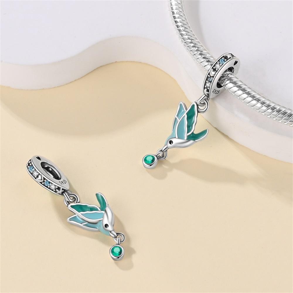 Authentic copper Charm Bead Charms Luxury Blue Bird Pendant Bead Charms Compatible With Bracelets Diy Women Making Delicate Gift Jewellery