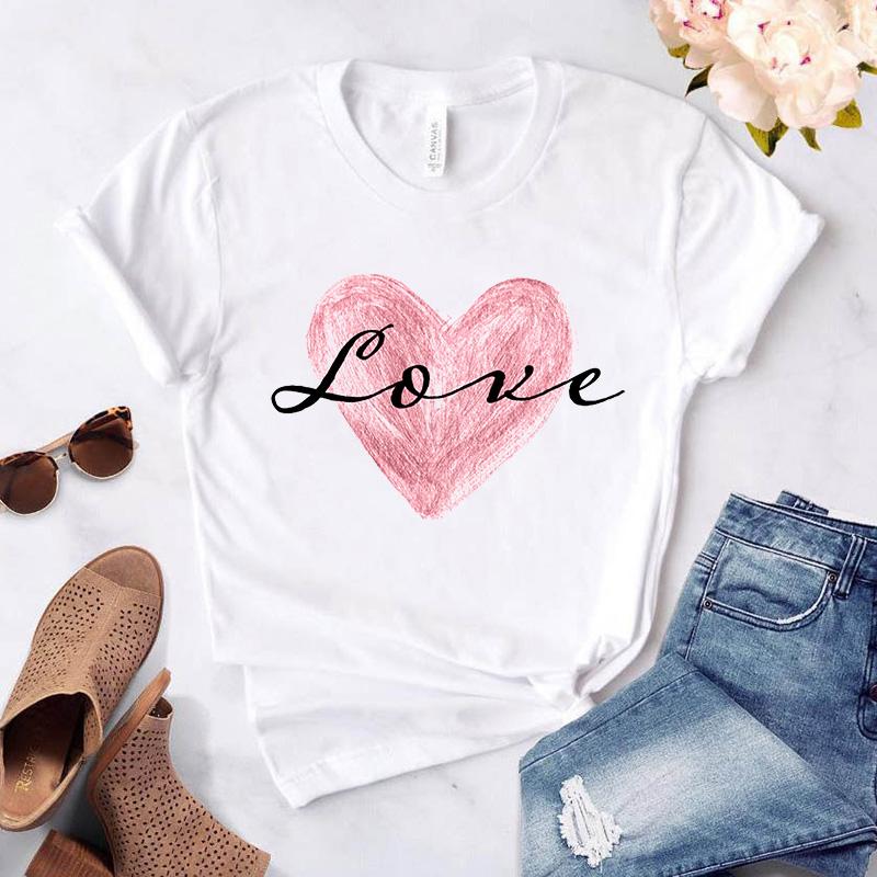 Women Tshirt Harajuku Love Graphic Fashion Female Tee Top White Ladies T-Shirt Casual Streetwear Tee Shirt Femme